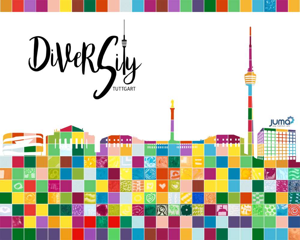Das größte Mosaik der Vielfalt in Stuttgart im Rahmen der DiverCity Kampagne von JUMA
